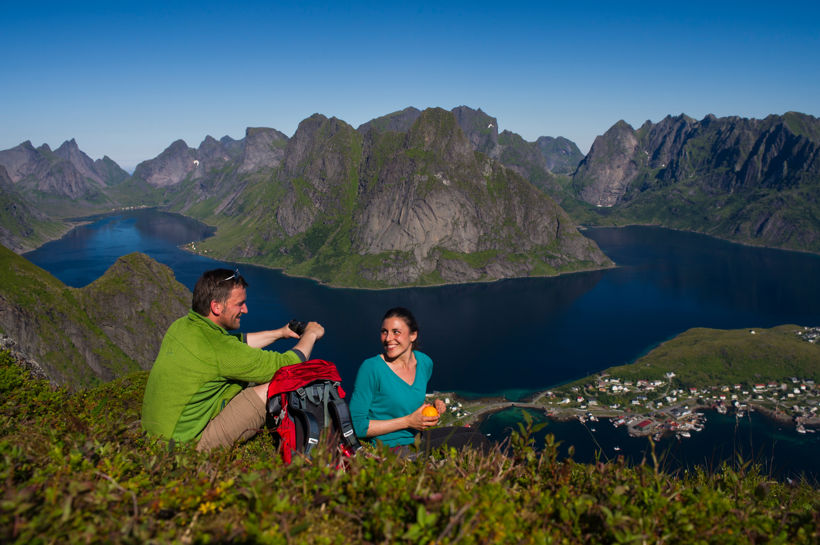 Hiking At Reinebringen. Reine In The Lofoten Islands